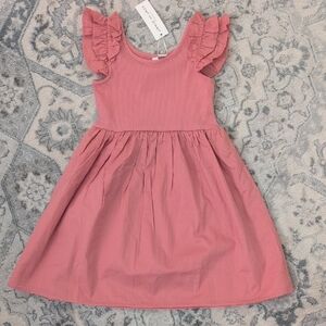Janie and Jack Dusty Rose Ruffle Sleeve Girls Dress 6